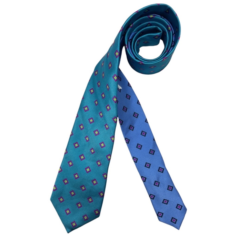 🆕SOUTHERN TIDE Blue Geometric Silk DESIGNER Tie